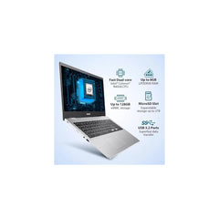 ASUS Chromebook Intel Celeron Dual Core N4500 - (8 GB/128 GB eMMC Storage/ChromeOS) CX1500CKA-NJ0395 (15.6 Inch, Silver, 1.80 Kg)