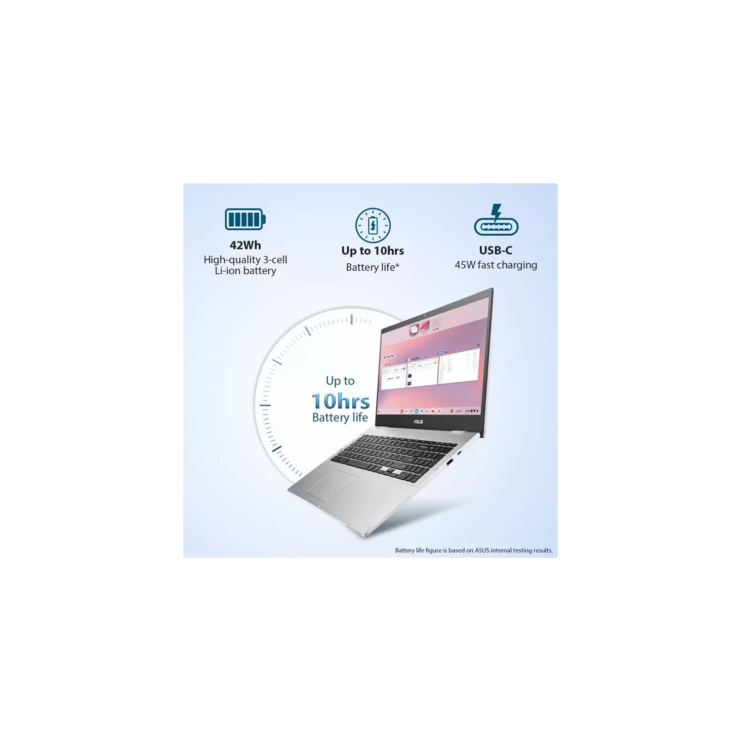 ASUS Chromebook Intel Celeron Dual Core N4500 - (8 GB/128 GB eMMC Storage/ChromeOS) CX1500CKA-NJ0395 (15.6 Inch, Silver, 1.80 Kg)