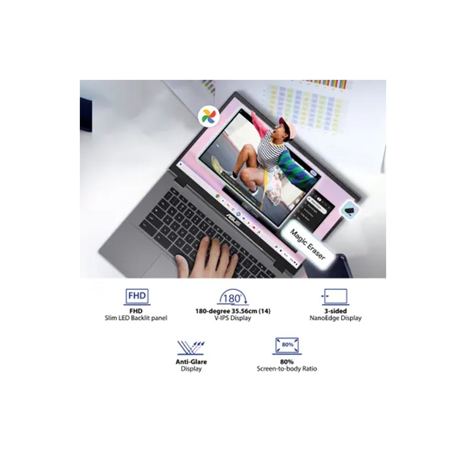 ASUS Chromebook Plus Intel Core i3 12th Gen 1215U - (8 GB/128 GB/ChromeOS) CX3402CBA-PQ0173 (14 Inch, Black, 1.44 Kg)