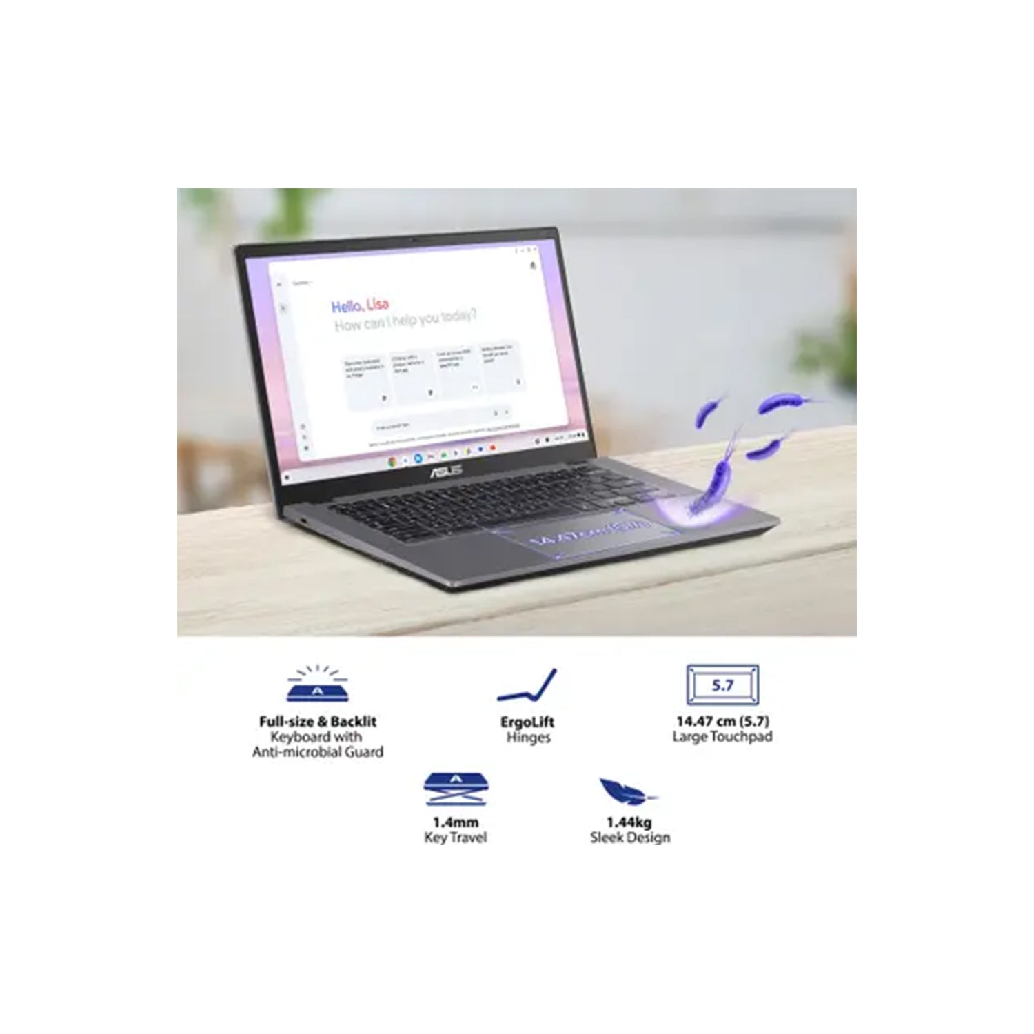 ASUS Chromebook Plus Intel Core i3 12th Gen 1215U - (8 GB/128 GB/ChromeOS) CX3402CBA-PQ0173 (14 Inch, Black, 1.44 Kg)