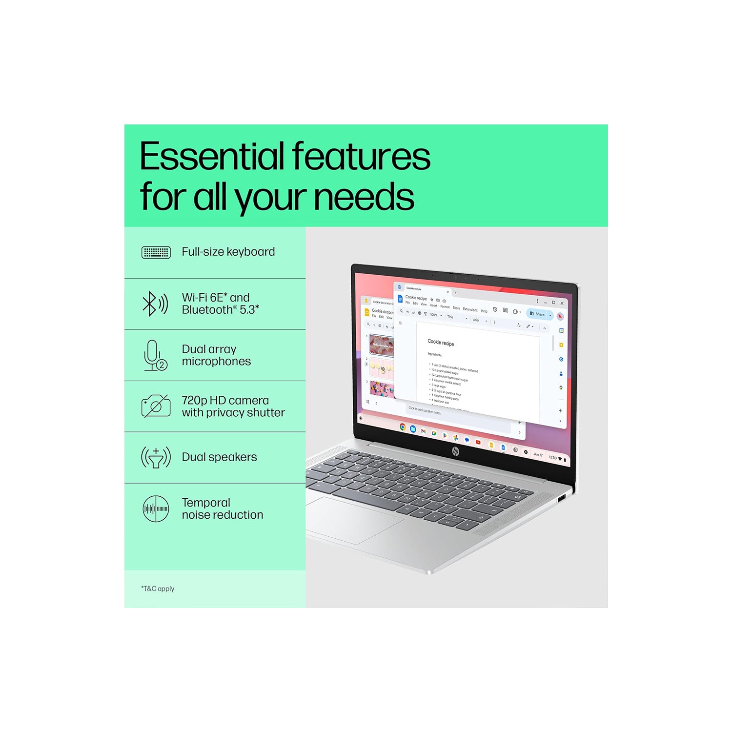HP Intel Core N N100 - (4 GB/64 GB EMMC Storage/Chrome OS) 14a-nf0014TU Chromebook  (14 Inch, Glacier Silver, 1.45 Kg)