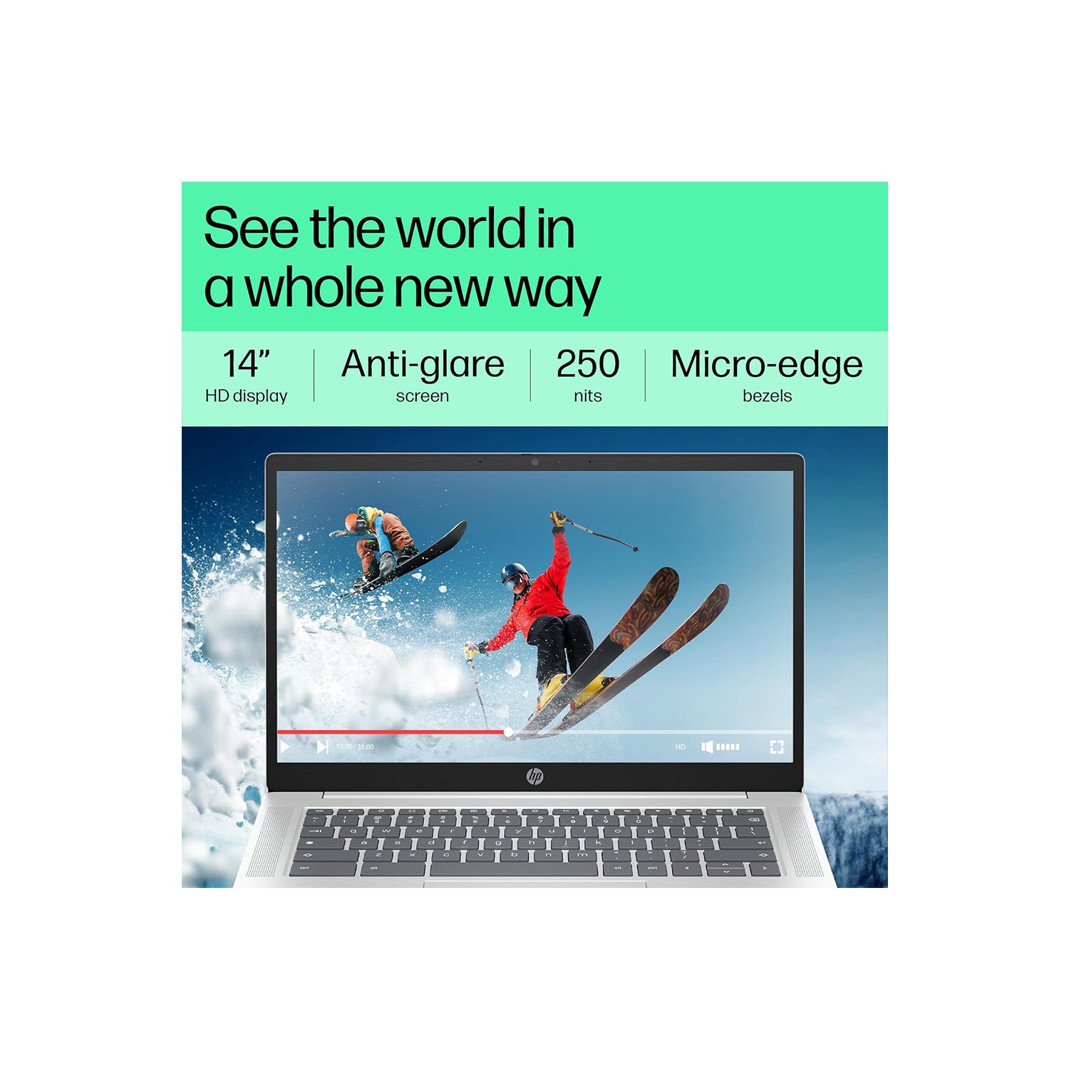 HP Intel Core N N100 - (4 GB/64 GB EMMC Storage/Chrome OS) 14a-nf0014TU Chromebook  (14 Inch, Glacier Silver, 1.45 Kg)