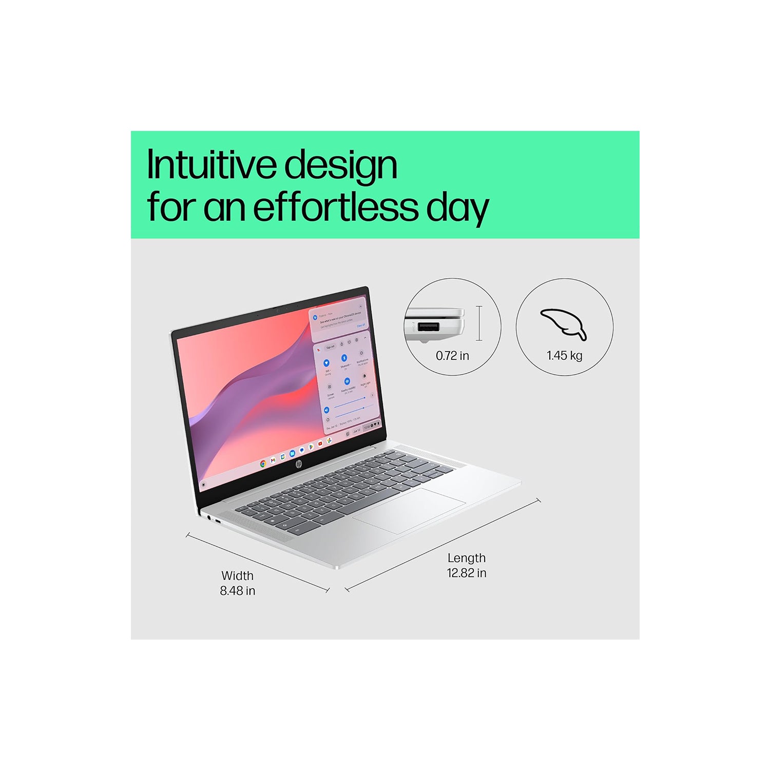 HP Intel Core N N100 - (4 GB/64 GB EMMC Storage/Chrome OS) 14a-nf0014TU Chromebook  (14 Inch, Glacier Silver, 1.45 Kg)