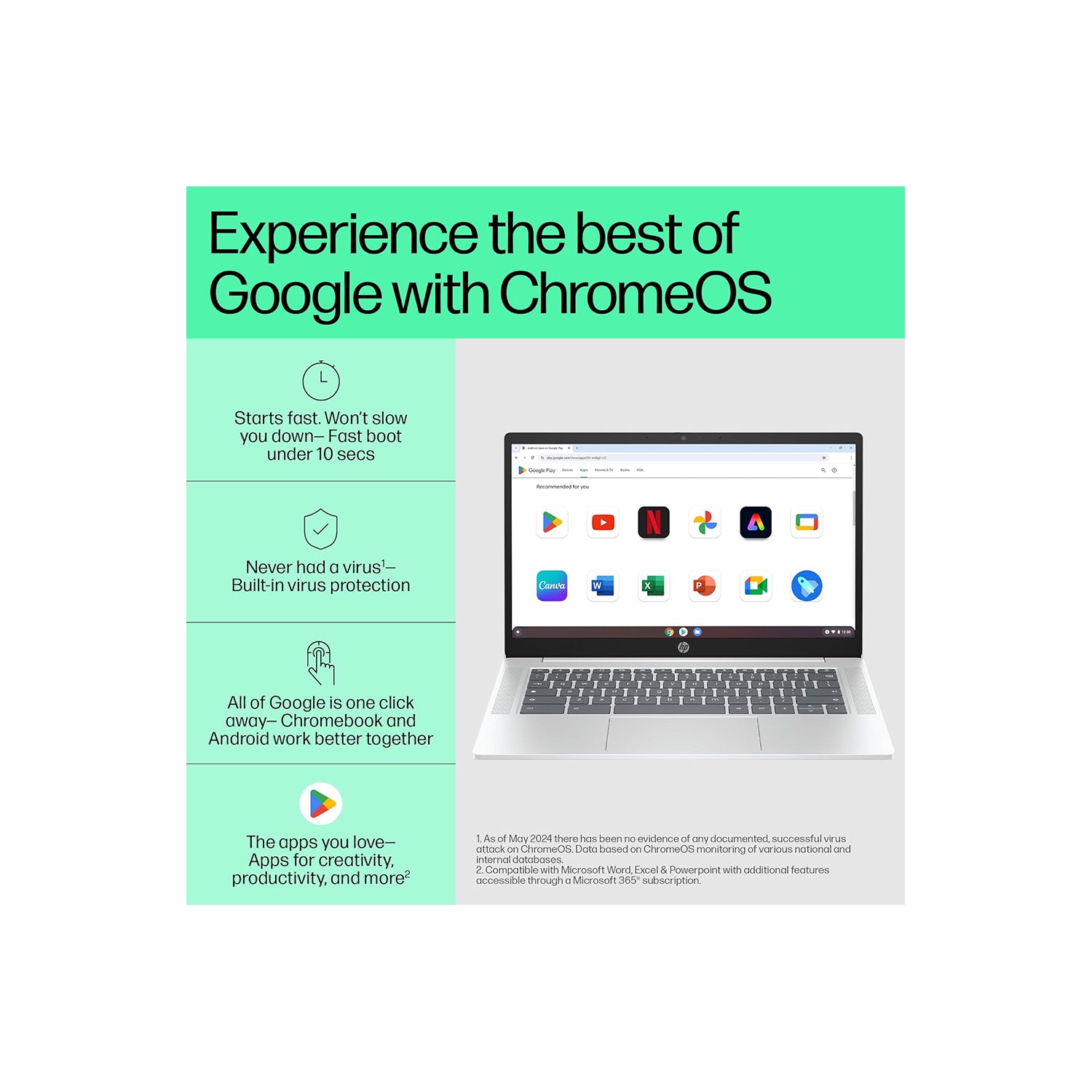 HP Chromebook Plus Intel Core i3 N305 - (8 GB/256 GB/Chrome Plus) 14a-nf0017TU Chromebook  (14 Inch, Meteor Silver Cover & Keyboard Frame, Mineral Silver Base, 1.45 Kg)