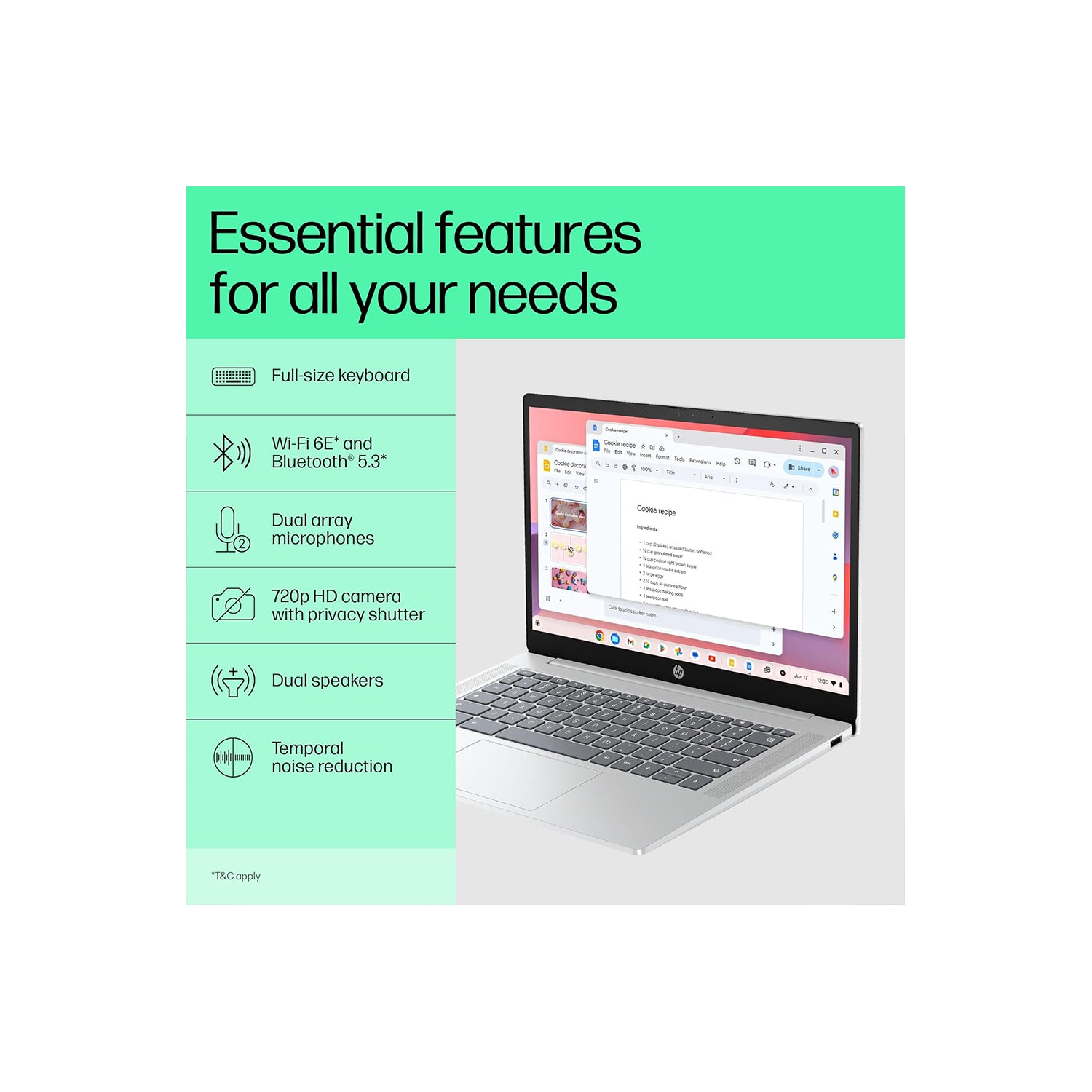 HP Chromebook Plus Intel Core i3 N305 - (8 GB/256 GB/Chrome Plus) 14a-nf0017TU Chromebook  (14 Inch, Meteor Silver Cover & Keyboard Frame, Mineral Silver Base, 1.45 Kg)