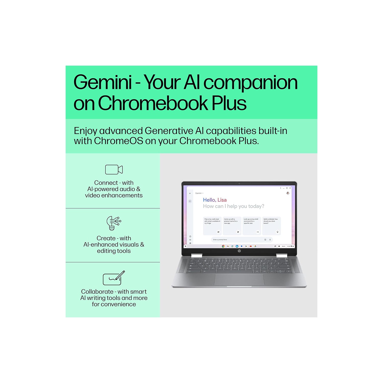 HP Chromebook Plus Intel Core i3 N305 - (8 GB/128 GB/Chrome Plus) 14b-cd0013TU Chromebook  (14 Inch, Meteor Silver, 1.37 Kg)